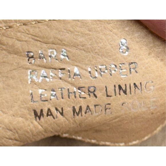 Chocolat Blue Sandals Size 8 Raffia Slide Sandals Block Heel Leather Lining - Picture 7 of 8